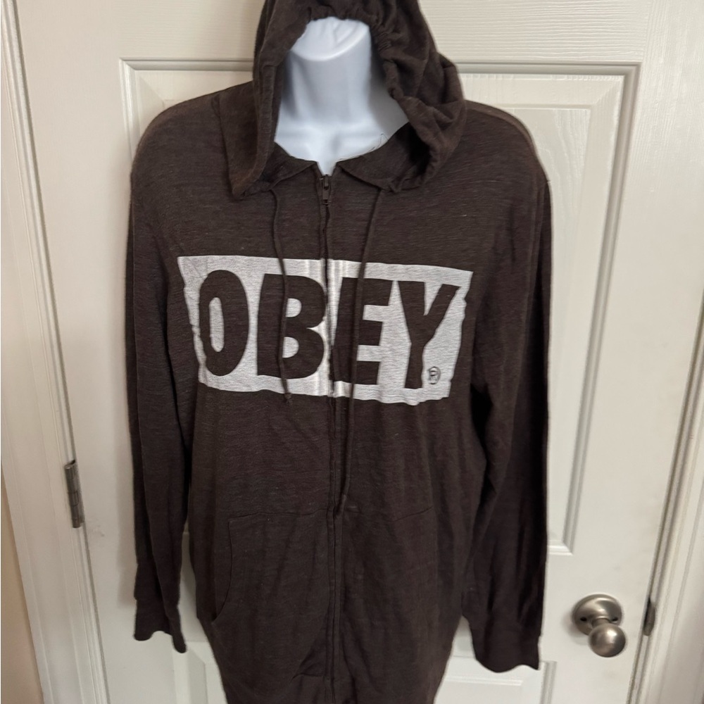 Obey Dark Brown Zip-Up Hoodie